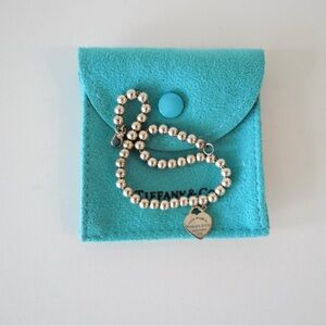 Tiffany & Co. Silver Bead Bracelet with Heart Charm